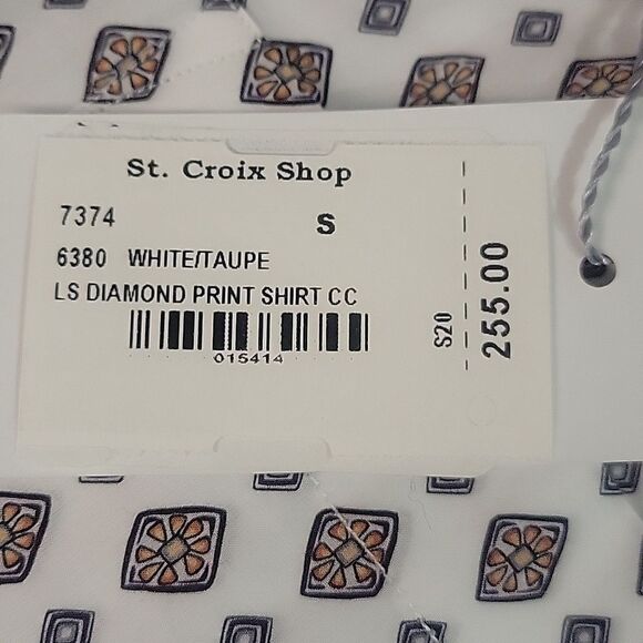 St. Croix NWT diamond print button down. 100% cotton. Made in Italy. Size S - Picture 3 of 3